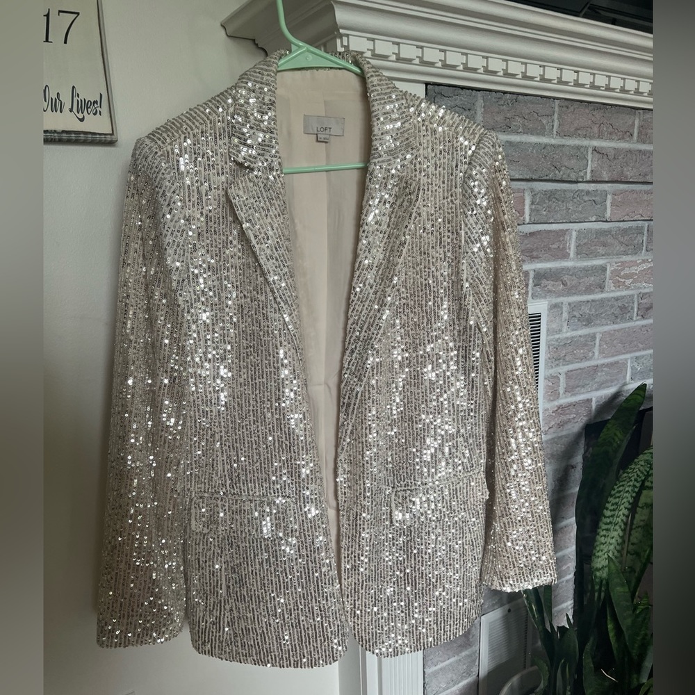 Holiday white sequined blazer